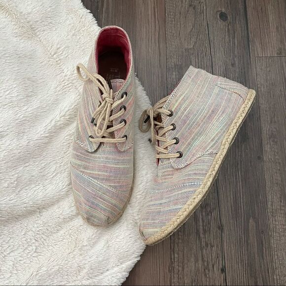 TOMS Multicolor Hightop Canvas Espadrilles Size 10 - Picture 1 of 9